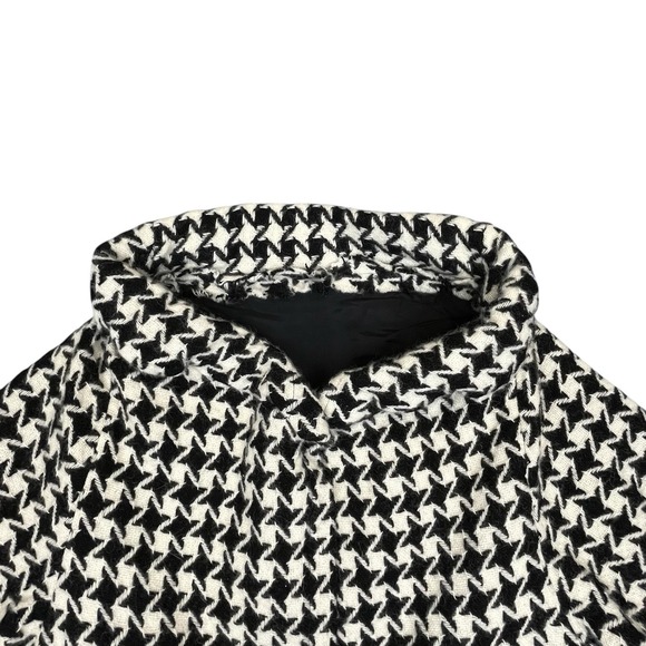 VINTAGE YOHJI YAMAMOTO BLACK HOUNDSTOOTH FRINGE KNIT JACKET WOMENS 2 JAPAN WOOL - Picture 6 of 16